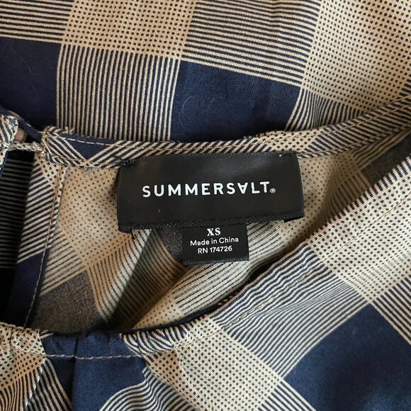 Summersalt Women XS Black Brown Buffalo Check Tiered Midi Dress Cotton Cottage - Picture 9 of 9